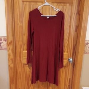 Old Navy Burgundy Long Sleeve Swing Dress